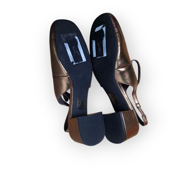 Jeffrey Campbell Metallic Bronze Mary Jane Block Heel Slingback Shoes Size 6.5 - Picture 5 of 7